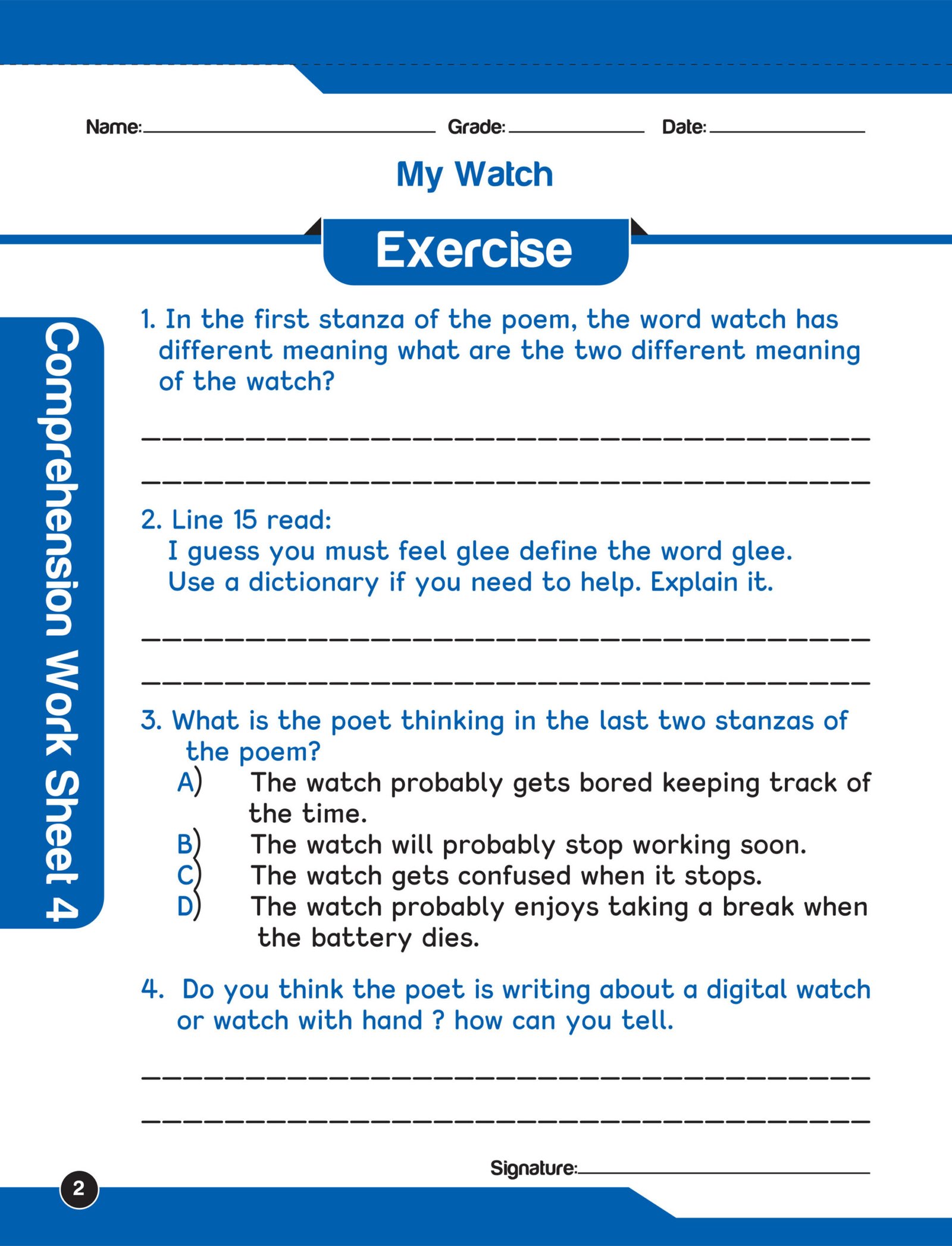Comprehension Worksheet Grade 4 - Image 5