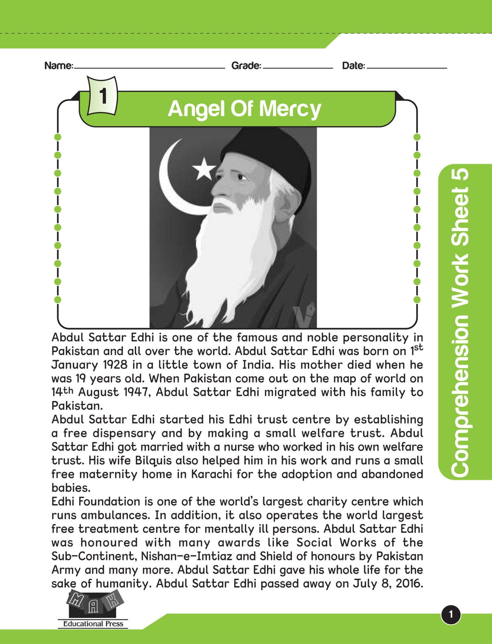 Comprehension Worksheet Grade 5 - Image 4